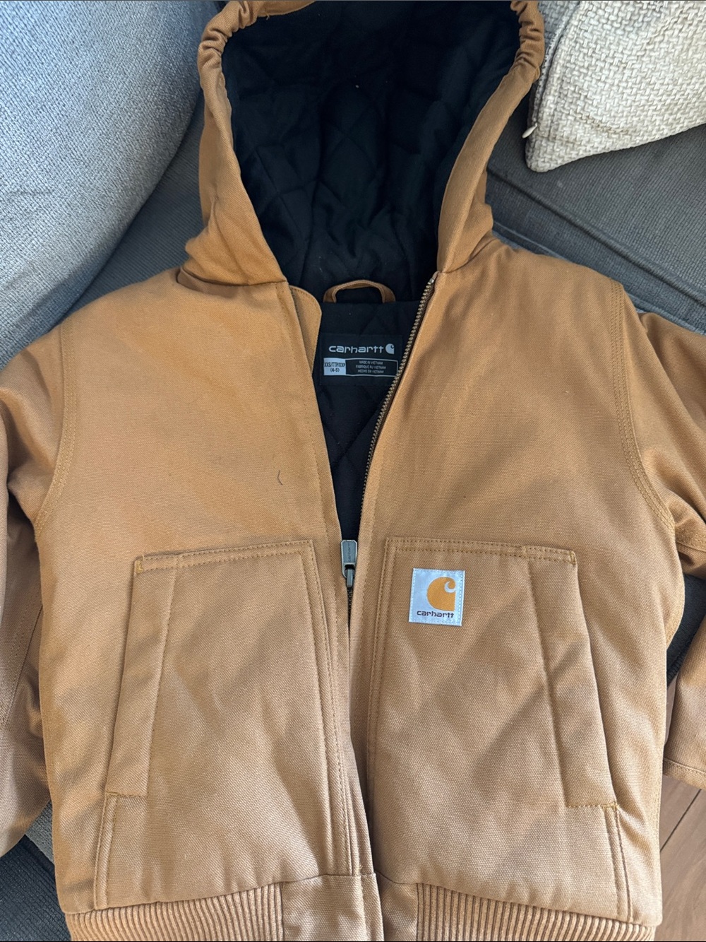 Carhartt Men's Duck Canvas Hooded Work Jacket in Brown/Tan